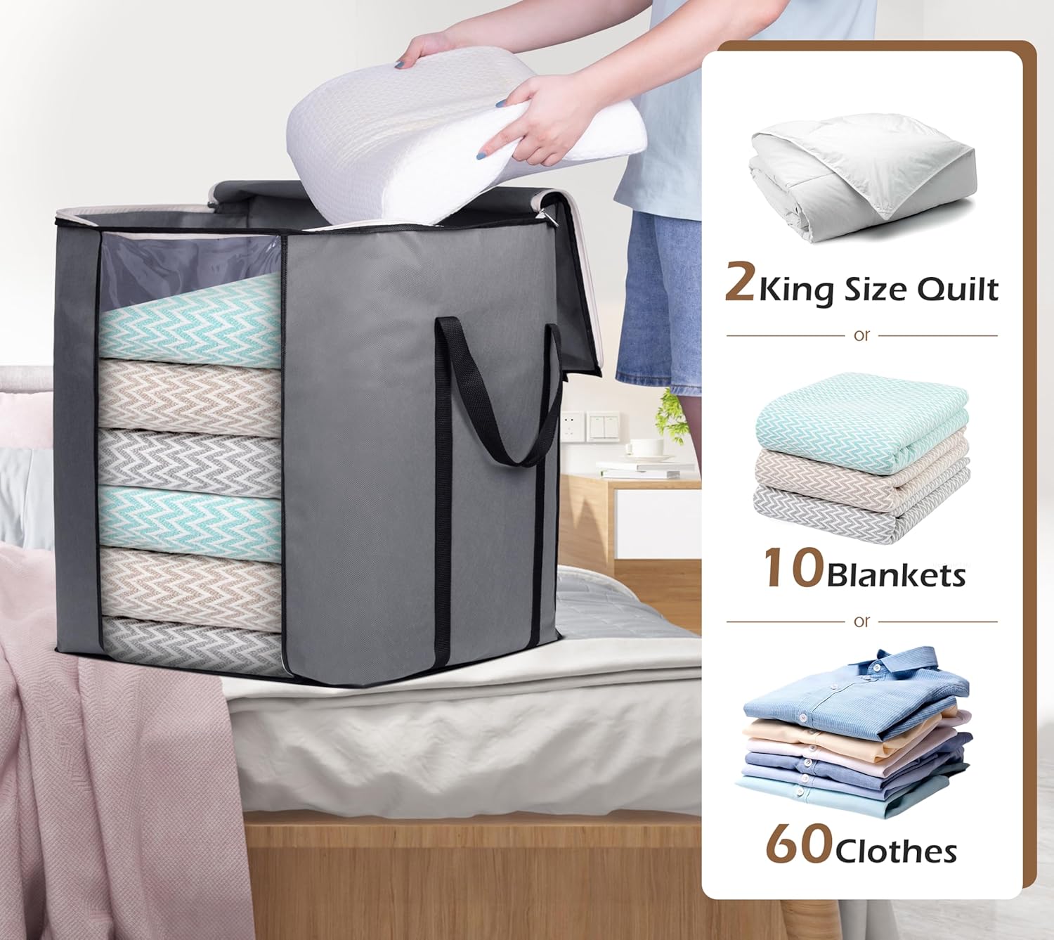 Foldable Storage Bag Portable Clothes Organizer Tidy Pouch Suitcase Non-woven Home Storage Box Quilt Storage Container Bag Box