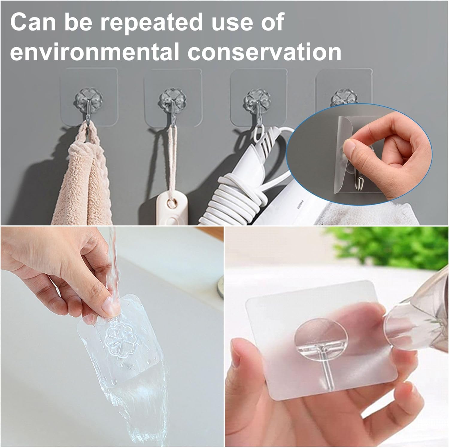 10Pcs Transparent Hooks Strong Self Adhesive Wall Hangers Suction Heavy Load Rack Punch-free Waterproof Kitchen Bathroom Hook
