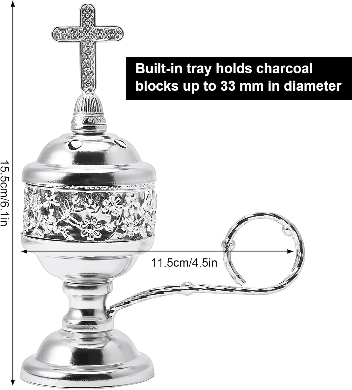 Incense Burner, Frankincense Charcoal Incense Stand, Incense Burner Holder, Ideal for Aromatherapy, Yoga and Spa, Home and Christian Church Censer