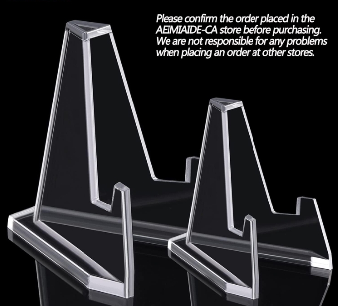 30 Pack Mini Clear Acrylic Easel Stands Card Stands for Display Coin Display Easel, Clear Multifunctional Display Holder