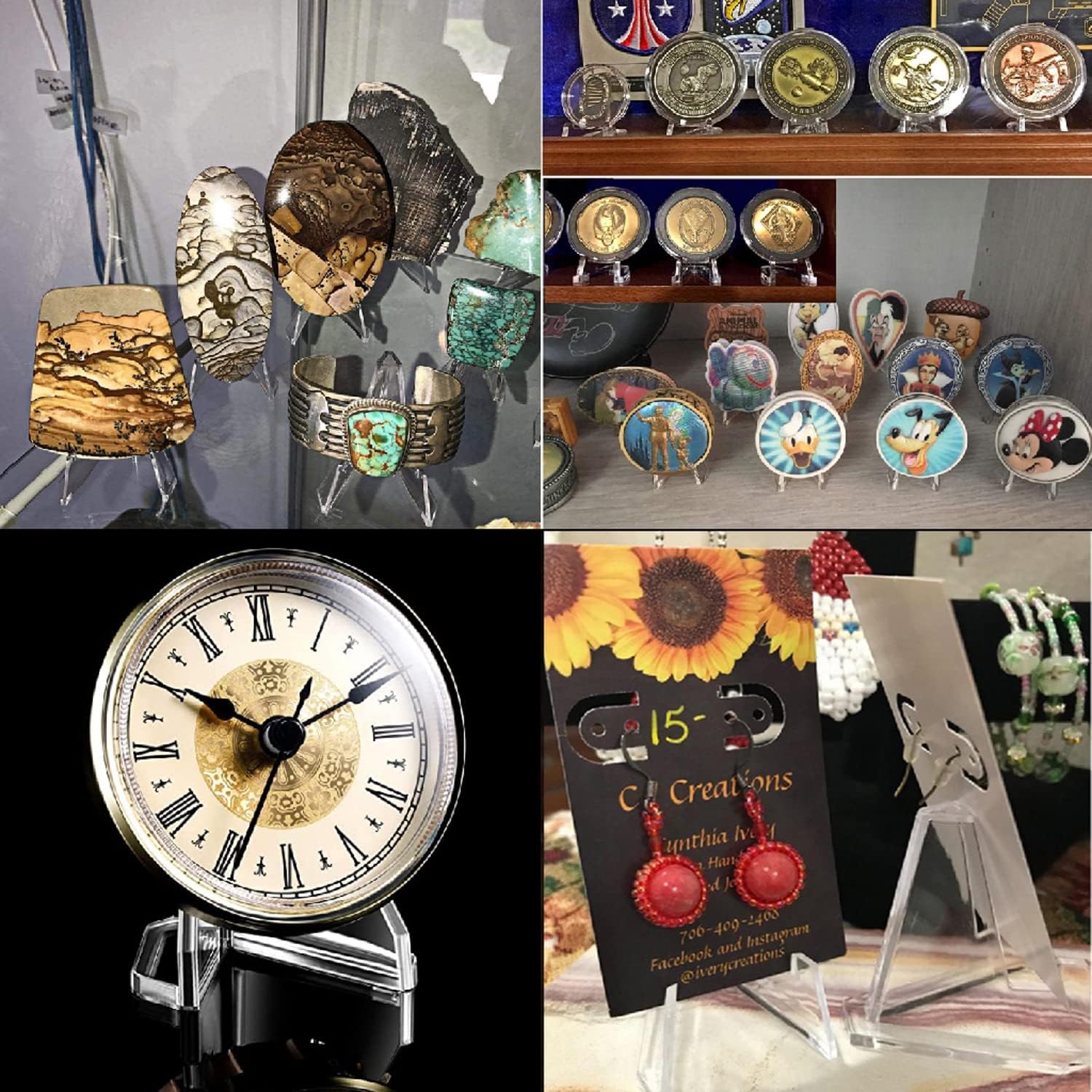 30 Pack Mini Clear Acrylic Easel Stands Card Stands for Display Coin Display Easel, Clear Multifunctional Display Holder