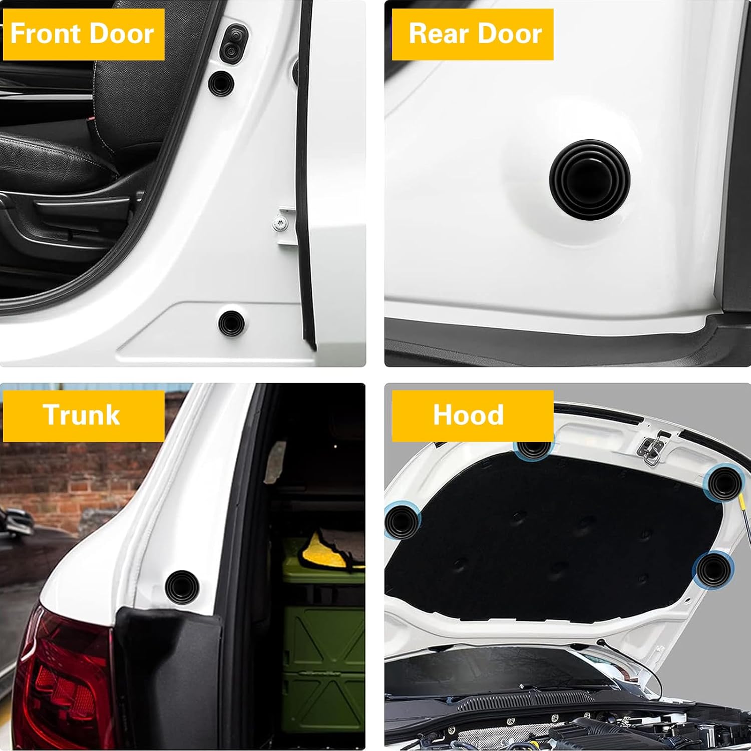 12Pcs Car Door Shockproof Pad Silent Gasket Shock-absorbing Stickers Car Trunk Sound Insulation Pad Thickening Cushion Stickers