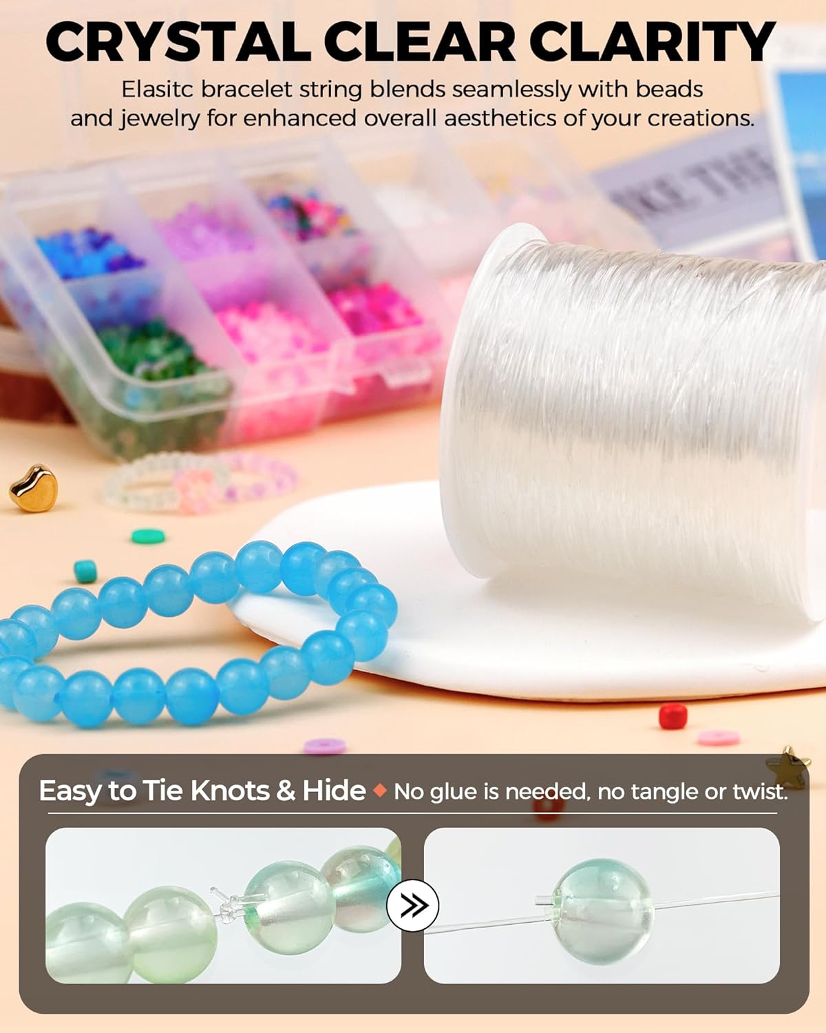DIY Beading Stretch Cords 0.4/0.5/0.6/0.7/0.8/1mm Round Crystal Elastic String for Bracelets Necklace Beading & Jewelry Making