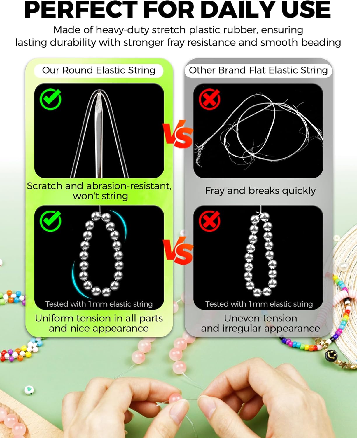 DIY Beading Stretch Cords 0.4/0.5/0.6/0.7/0.8/1mm Round Crystal Elastic String for Bracelets Necklace Beading & Jewelry Making