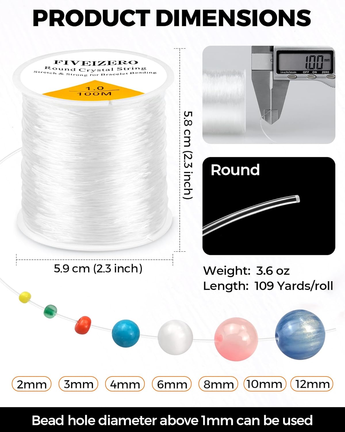 DIY Beading Stretch Cords 0.4/0.5/0.6/0.7/0.8/1mm Round Crystal Elastic String for Bracelets Necklace Beading & Jewelry Making