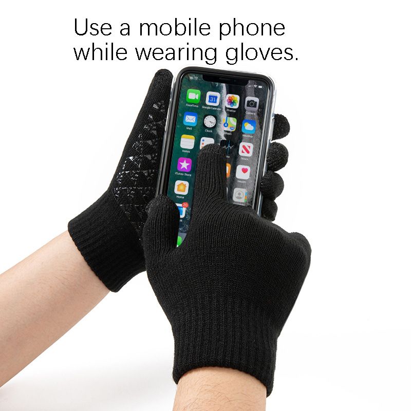 two pairs of gloves Winter men's and women's universal cashmere knitted touch screen gloves full finger mittens ski short warm wrist gloves