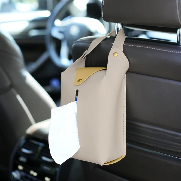 Leather Tissue Holder for Car Back Seat Headrest Hanging Napkin Boxes Case Multi-use