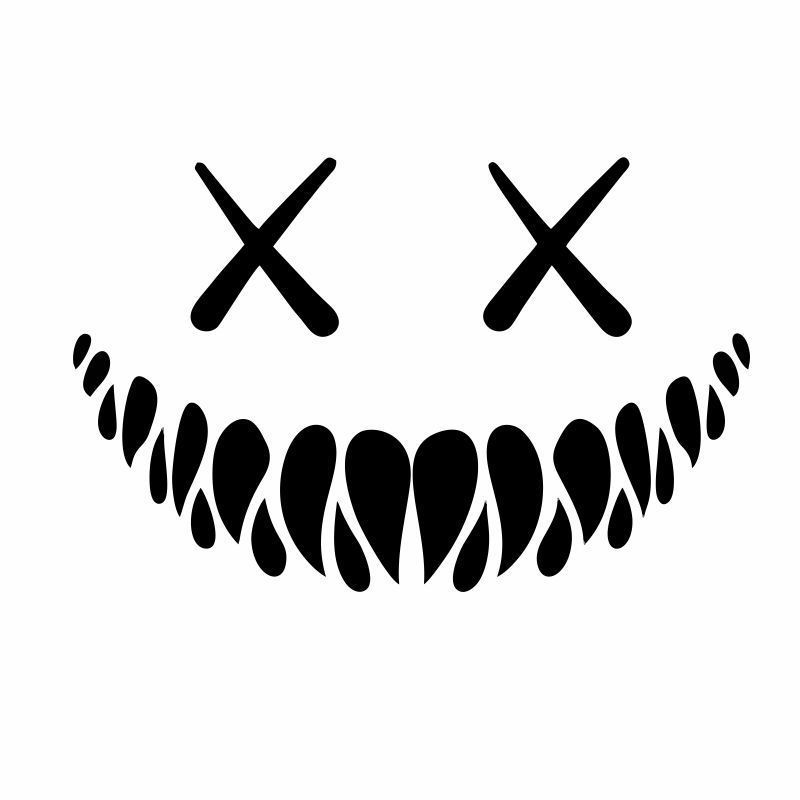 2pcs Reflective Smile Demon Car Sticker,Funny Cool Die Cut Waterproof Car Window Decal 18x11.5cm