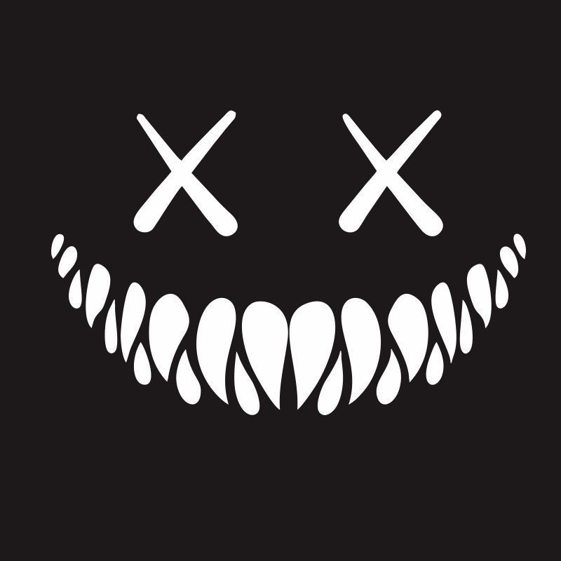 2pcs Reflective Smile Demon Car Sticker,Funny Cool Die Cut Waterproof Car Window Decal 18x11.5cm