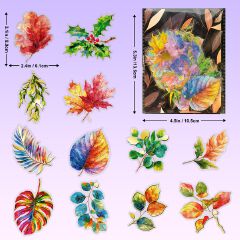 30 pcs of three-dimensional hot stamping PET laser stickers with leaf and plant patterns in Ins style, waterproof stickers for scrapbooking materials and decoration.