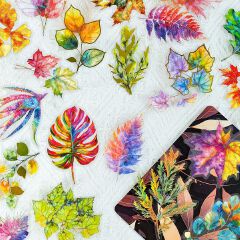 30 pcs of three-dimensional hot stamping PET laser stickers with leaf and plant patterns in Ins style, waterproof stickers for scrapbooking materials and decoration.