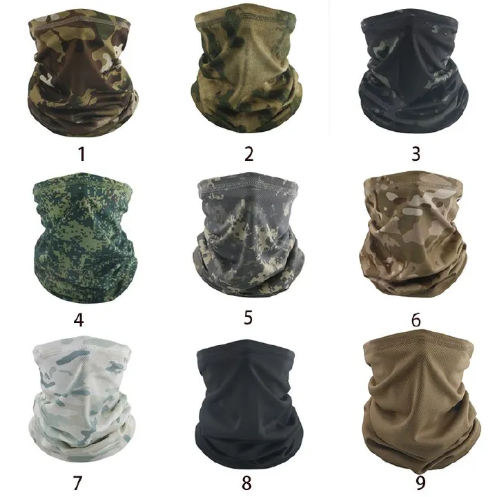Sun-proof and quick-drying tactical camouflage balaclava, half-face mask, CS, Army, hunting, cycling and sports helmet liner cap, military multi-camera CP scarf accessories.
