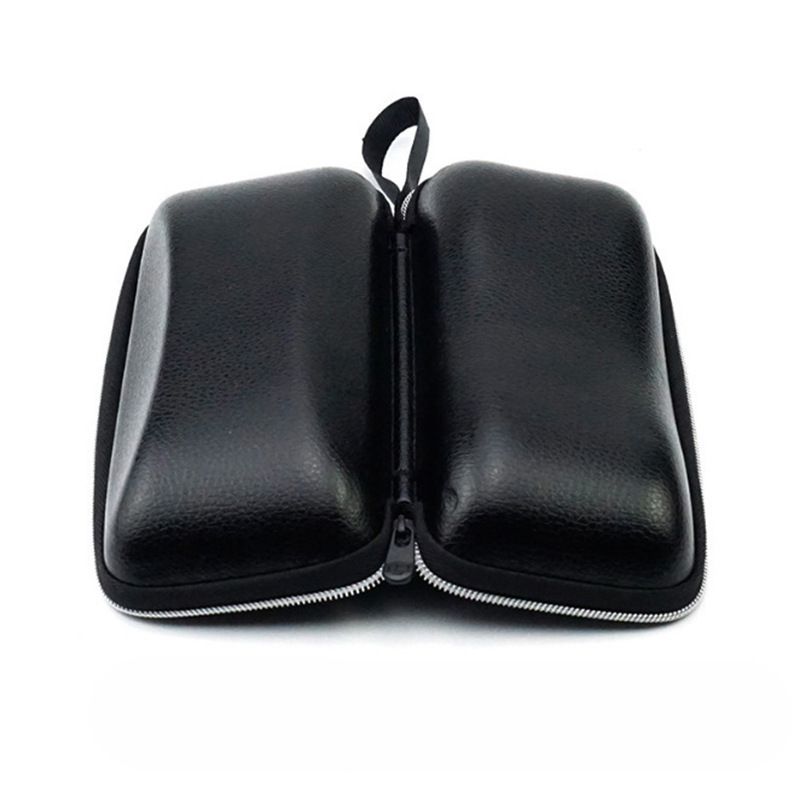 Storage bag Universal rectangular leather zipper leather case, portable black leather glasses case, pvc sunglasses case.