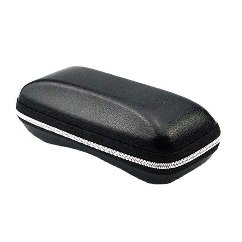 Storage bag Universal rectangular leather zipper leather case, portable black leather glasses case, pvc sunglasses case.