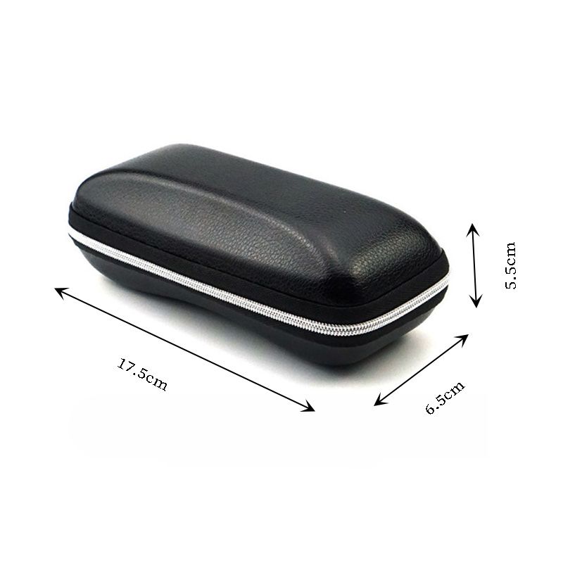 Storage bag Universal rectangular leather zipper leather case, portable black leather glasses case, pvc sunglasses case.