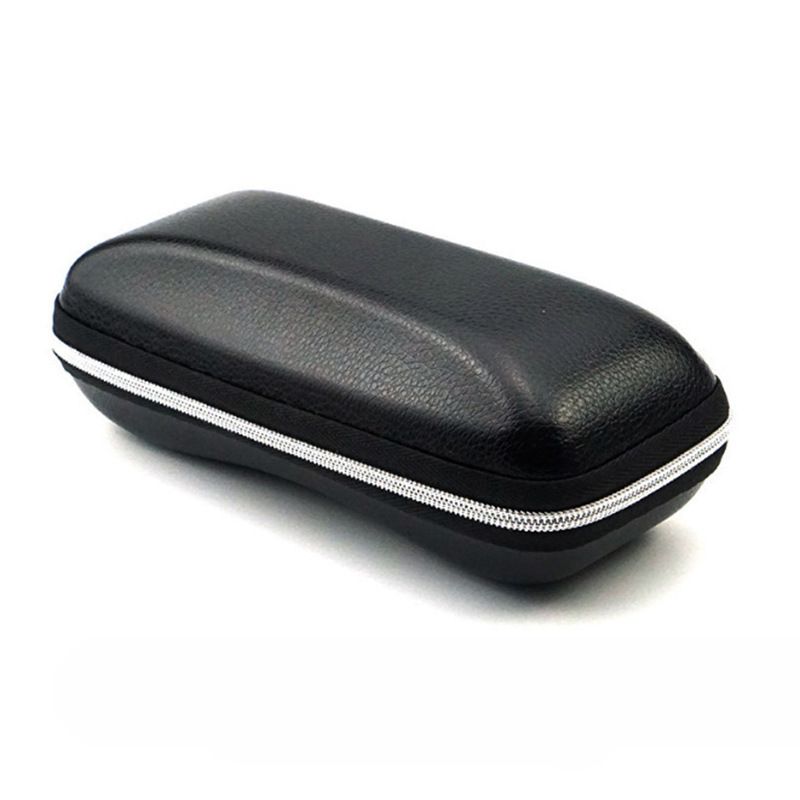 Storage bag Universal rectangular leather zipper leather case, portable black leather glasses case, pvc sunglasses case.