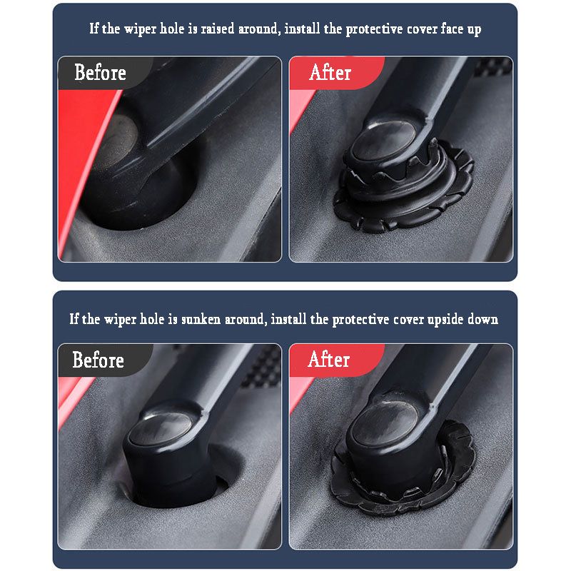 2PCS Silicone pad universal protective cover for car wiper hole, dust cover for windshield wipers, suitable for 90% of car models.