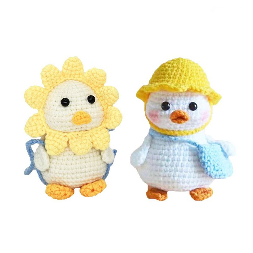 2 set Beginner kit crochet by hand. Crochet plush duck DIY wool material package.