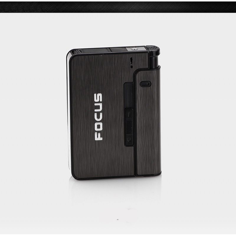 FOCUS Automatic cigarette case Metal Cigarette Boxes 10pcs Cigarette Holder Case Lighter Gadget For Men Christmas Gift