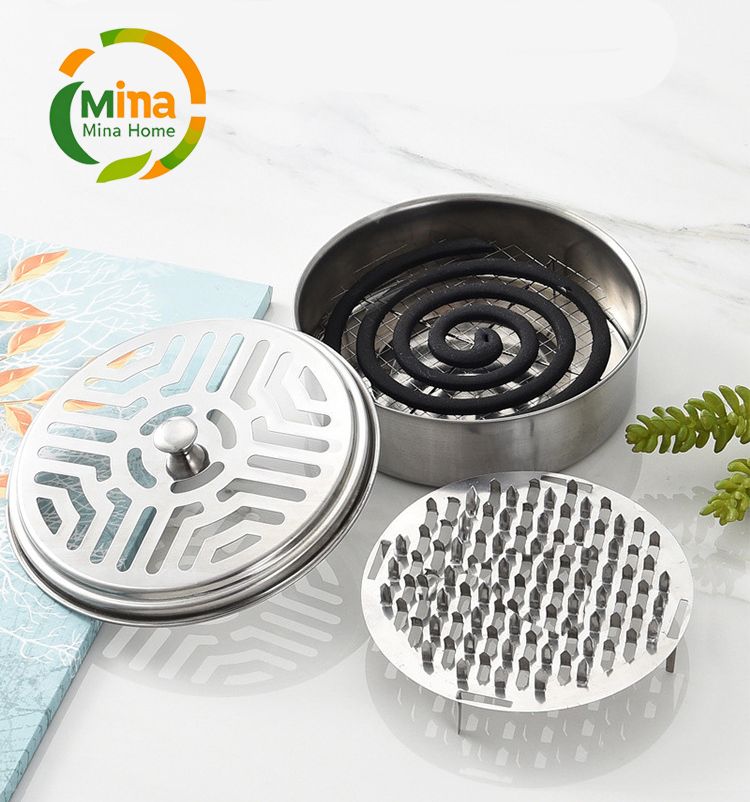 1pcs Household Double-layer Ash-catching Stainless Steel Fireproof Mosquito Coil Holder