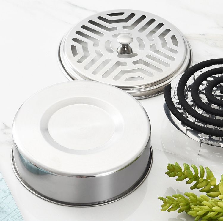 1pcs Household Double-layer Ash-catching Stainless Steel Fireproof Mosquito Coil Holder