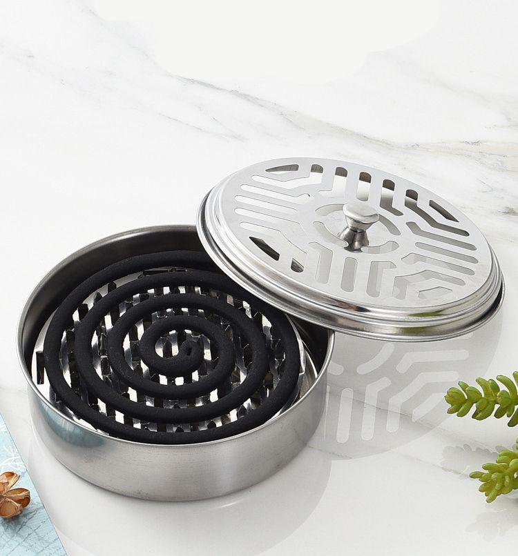 1pcs Household Double-layer Ash-catching Stainless Steel Fireproof Mosquito Coil Holder