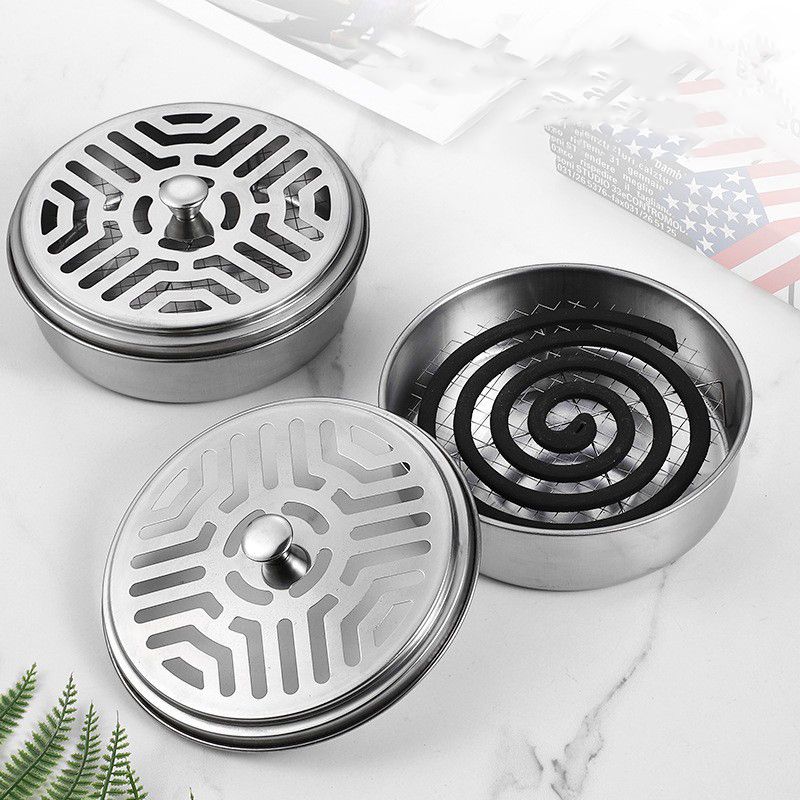 1pcs Household Double-layer Ash-catching Stainless Steel Fireproof Mosquito Coil Holder