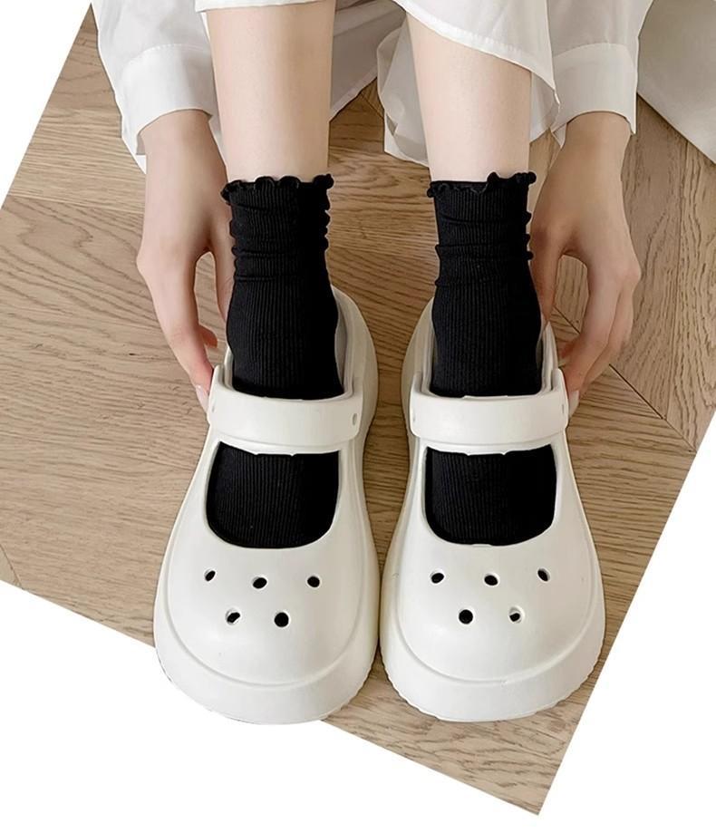 5 Pairs  Women's Summer solid color Thin, Breathable Lace Ankle Socks (Ruffle Socks)