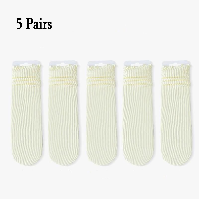 5 Pairs  Women's Summer solid color Thin, Breathable Lace Ankle Socks (Ruffle Socks)