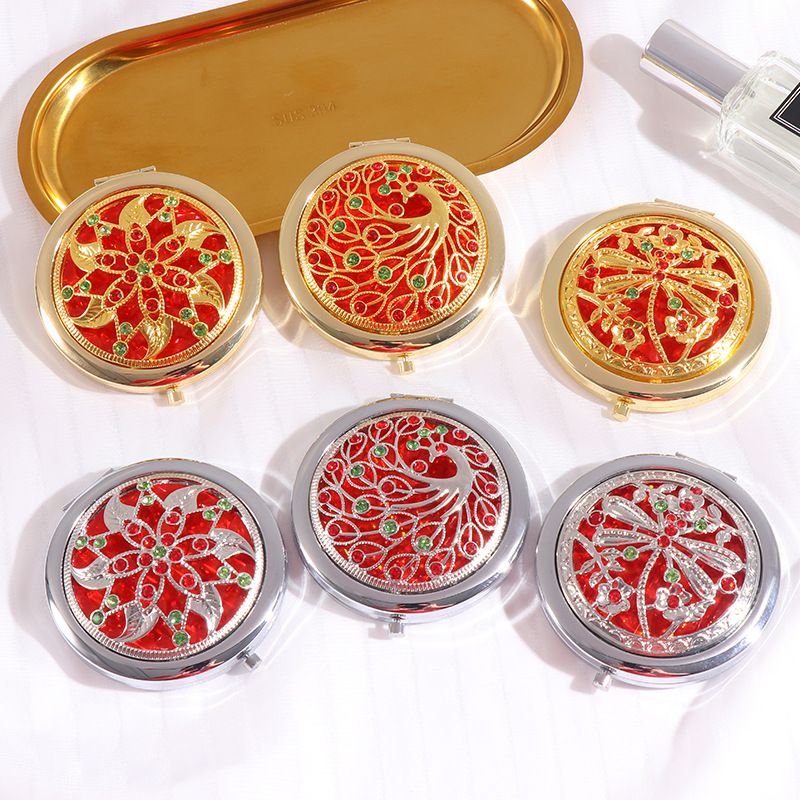 Retro makeup mirror gold and silver hollow folding mirror portable bag small mirror fashion wedding gifts