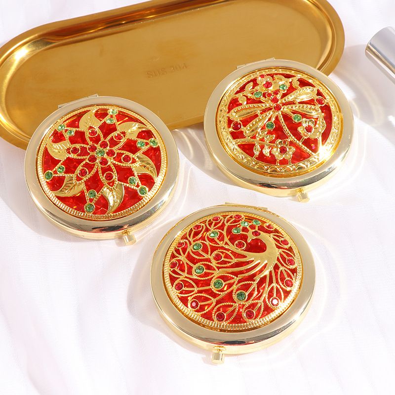 Retro makeup mirror gold and silver hollow folding mirror portable bag small mirror fashion wedding gifts