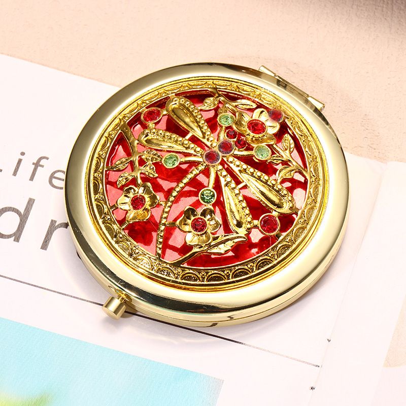 Retro makeup mirror gold and silver hollow folding mirror portable bag small mirror fashion wedding gifts