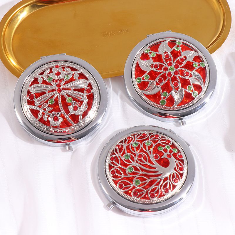 Retro makeup mirror gold and silver hollow folding mirror portable bag small mirror fashion wedding gifts