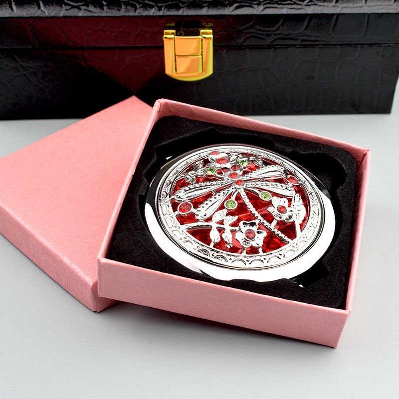 Retro makeup mirror gold and silver hollow folding mirror portable bag small mirror fashion wedding gifts