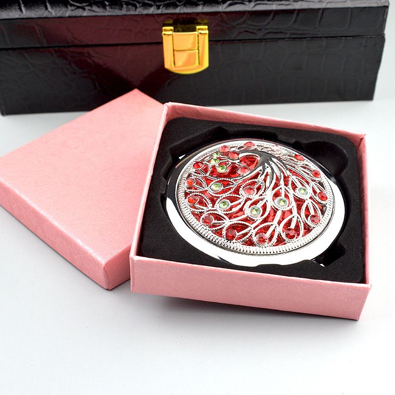 Retro makeup mirror gold and silver hollow folding mirror portable bag small mirror fashion wedding gifts