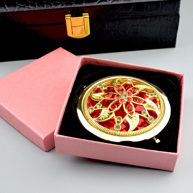 Retro makeup mirror gold and silver hollow folding mirror portable bag small mirror fashion wedding gifts
