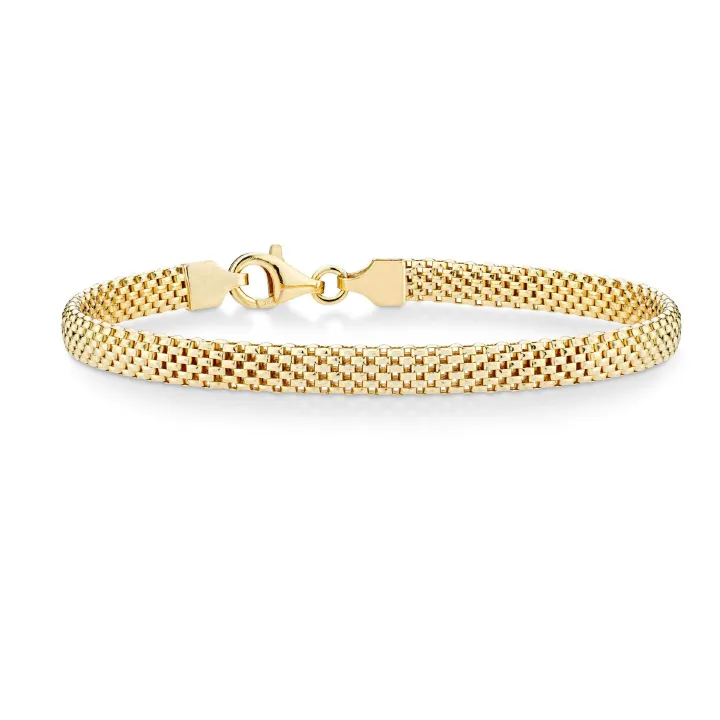 Stainless steel flat mesh chain bracelet 18K gold unisex non-fading mesh chain jewelry