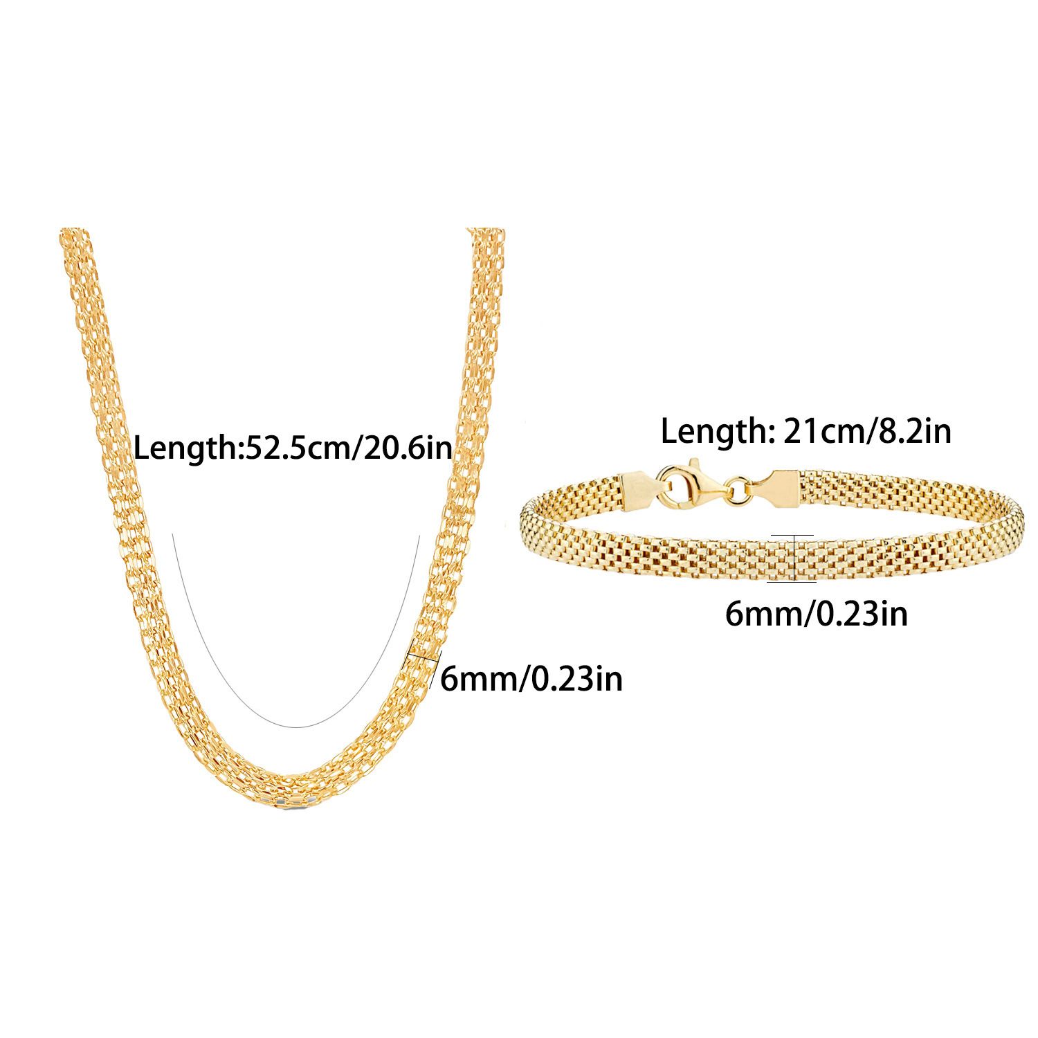 Stainless steel flat mesh chain bracelet 18K gold unisex non-fading mesh chain jewelry