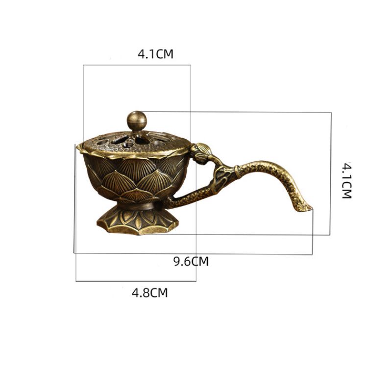 Antique-style lotus-shaped handheld small incense burner, a home interior ornament