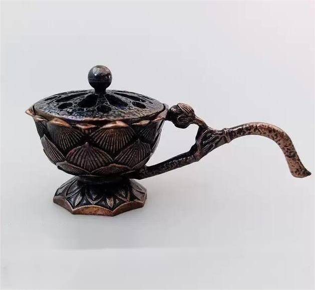 Antique-style lotus-shaped handheld small incense burner, a home interior ornament