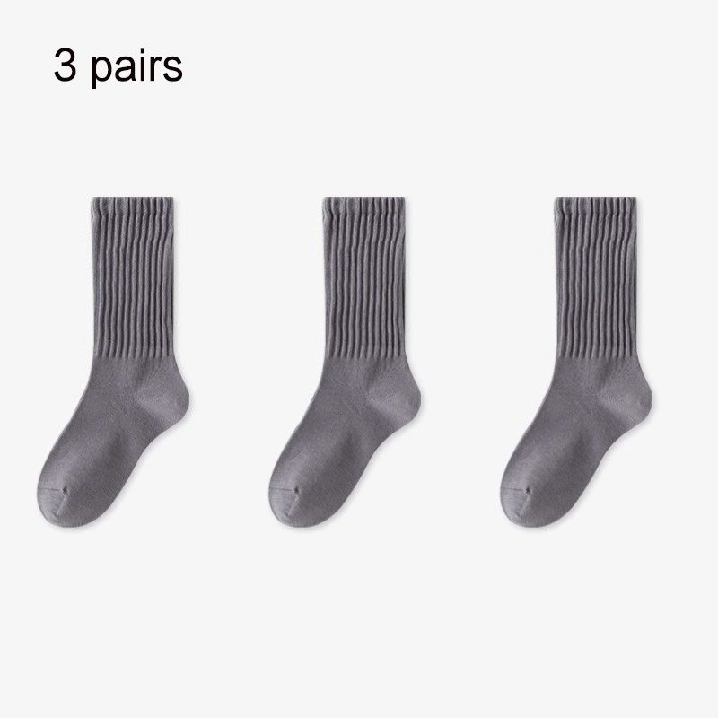 3 pairs Japanese ins Internet celebrity thin high-value solid color men and women versatile jk trend personality medium tube stacking socks