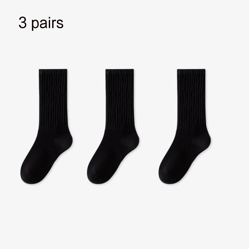 3 pairs Japanese ins Internet celebrity thin high-value solid color men and women versatile jk trend personality medium tube stacking socks