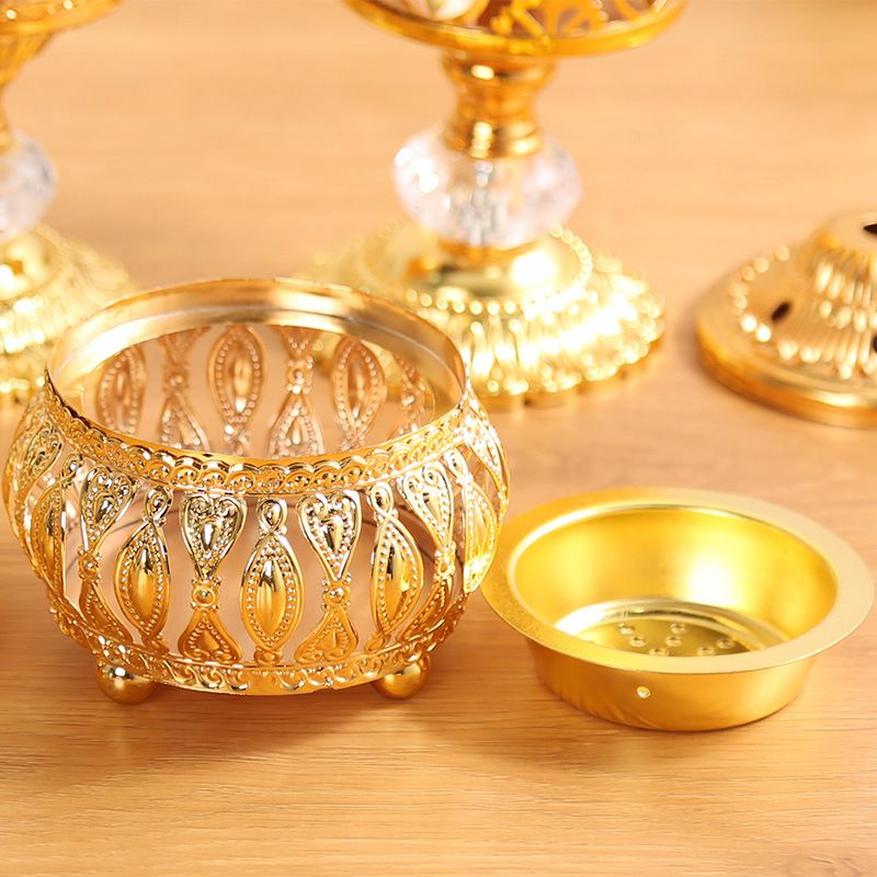 Golden Incense Holder, Frankincense Charcoal Incense Resin Stand, Bakhoor Incense Burner, Ideal for Aromatherapy Yoga Spa, Home Christian Church Censer