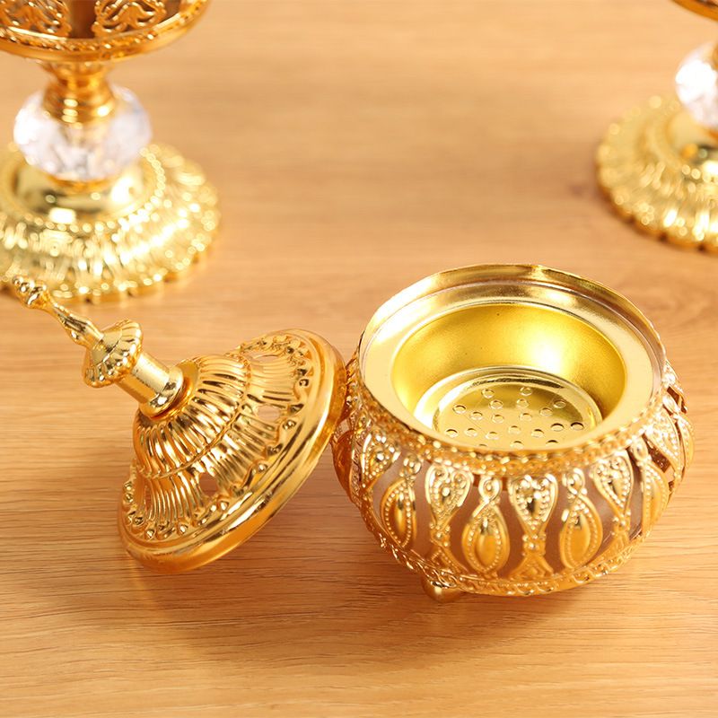Golden Incense Holder, Frankincense Charcoal Incense Resin Stand, Bakhoor Incense Burner, Ideal for Aromatherapy Yoga Spa, Home Christian Church Censer