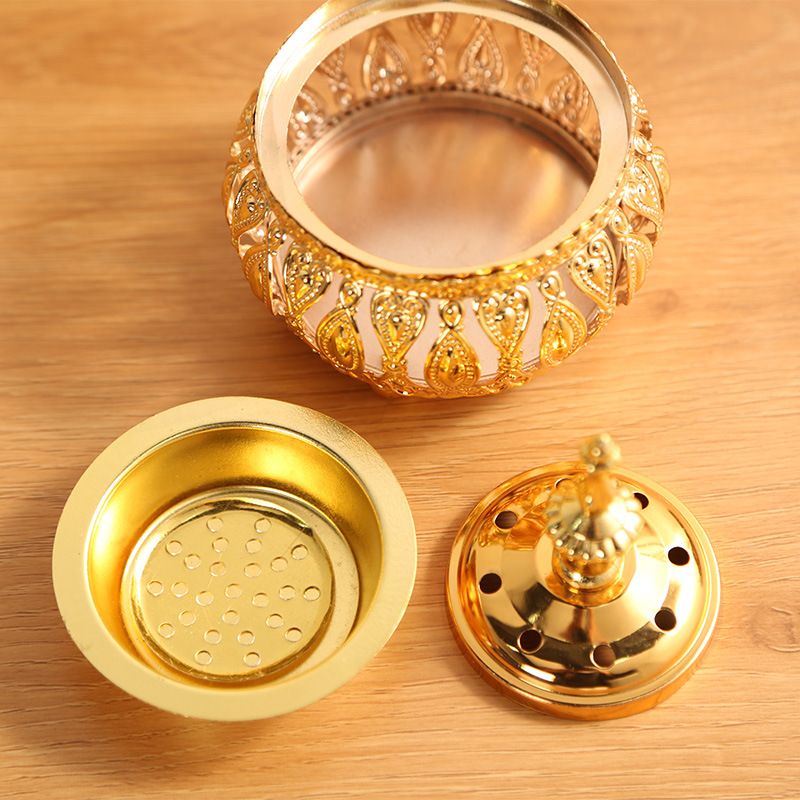 Golden Incense Holder, Frankincense Charcoal Incense Resin Stand, Bakhoor Incense Burner, Ideal for Aromatherapy Yoga Spa, Home Christian Church Censer