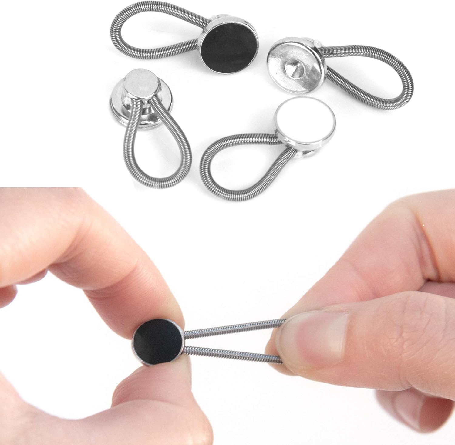 12 Pcs Collar Extenders - 3 Styles Neck Extender Elastic Button for Expanding Length for Men Women Dress Shirts (Black, White, Silver)