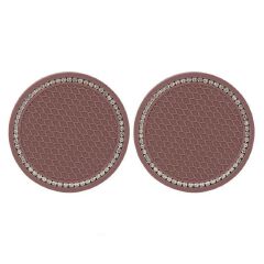 2pcs Car water cup mat, diamond-encrusted silicone anti-skid coaster
