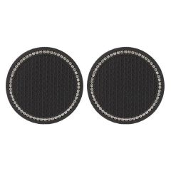 2pcs Car water cup mat, diamond-encrusted silicone anti-skid coaster