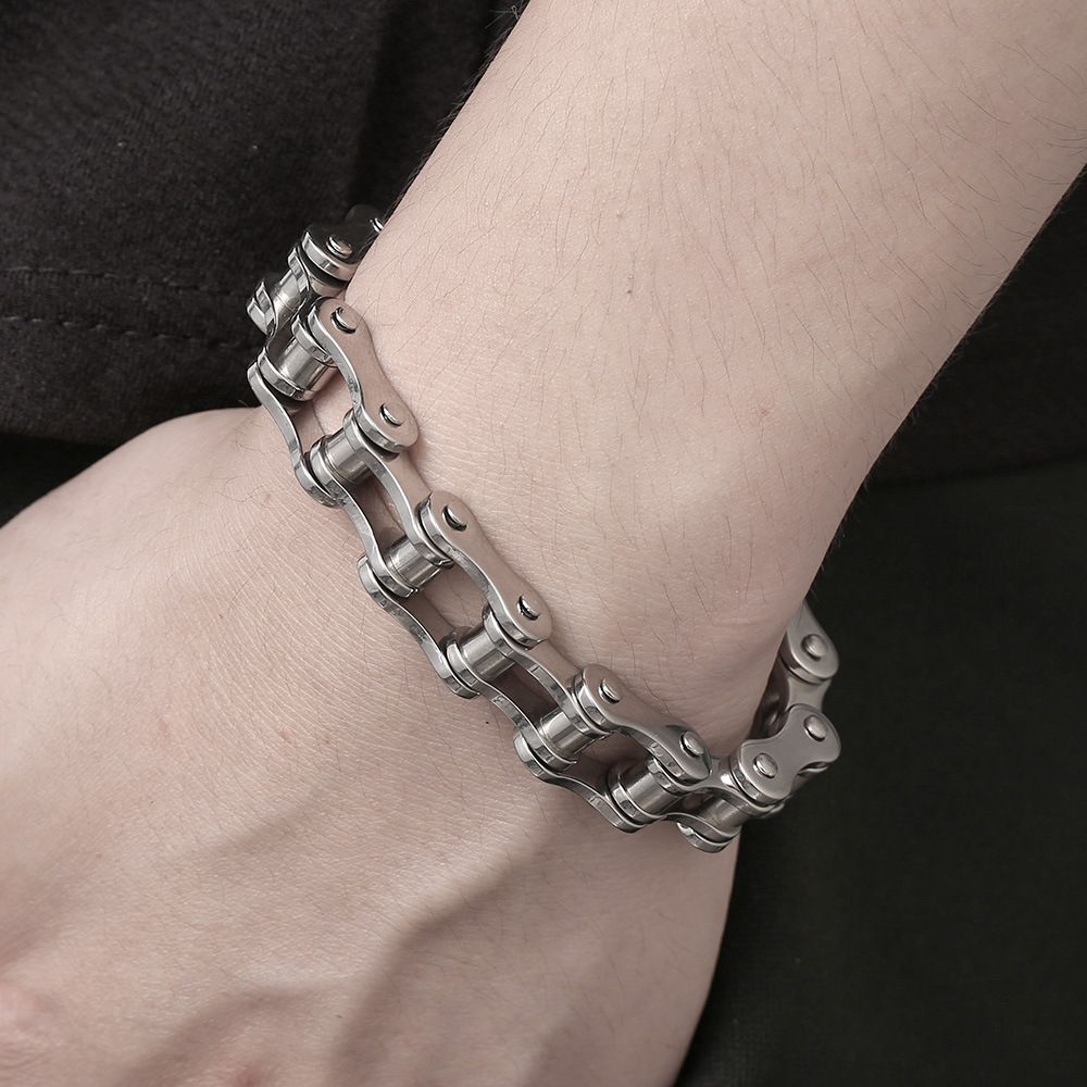 Punk European and American Style Men's Bracelet, Rolling Bicycle Stainless Steel Motorcycle Chain