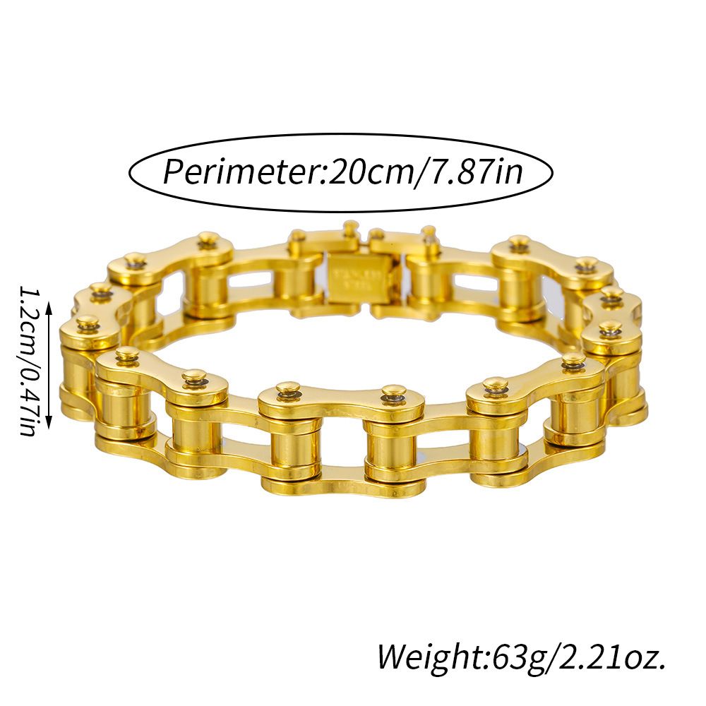 Punk European and American Style Men's Bracelet, Rolling Bicycle Stainless Steel Motorcycle Chain